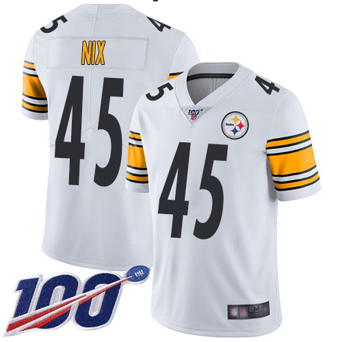 Men Pittsburgh Steelers Football 45 Limited White Roosevelt Nix Road 100th Season Vapor Untouchable Nike NFL Jersey